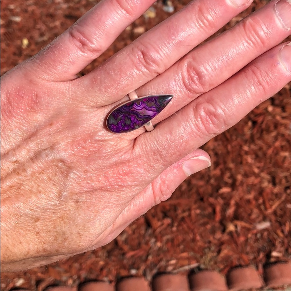 Purple Agate Teardrop Ring - Picture 6 of 9
